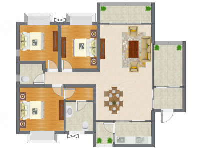 3室2厅 121.16平米