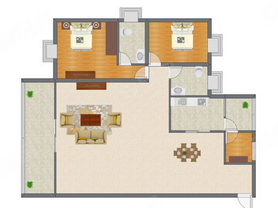 3室2厅 138.35平米户型图