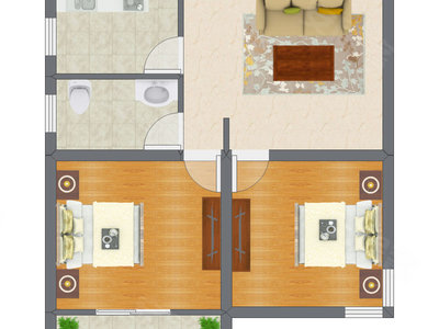 2室1厅 59.73平米