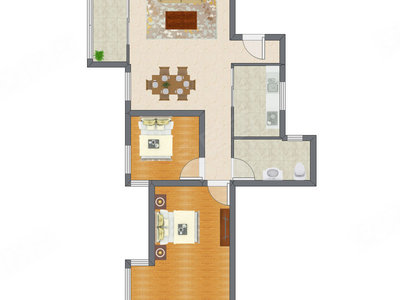 2室2厅 101.64平米户型图