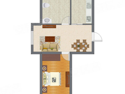 1室2厅 60.15平米户型图