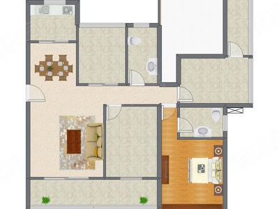 1室2厅 99.02平米户型图