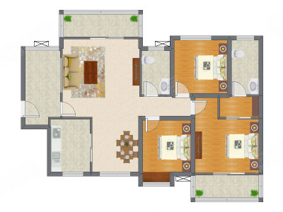 3室2厅 123.84平米