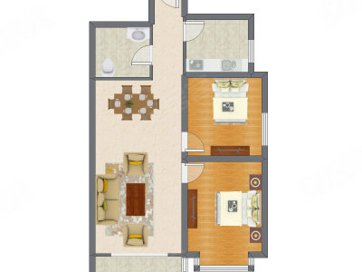 2室2厅 96.55平米户型图