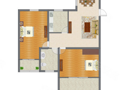 2室2厅 107.50平米