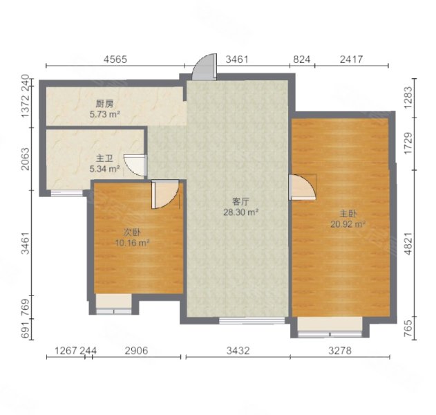 万象上东2室1厅1卫103.5㎡南北129万