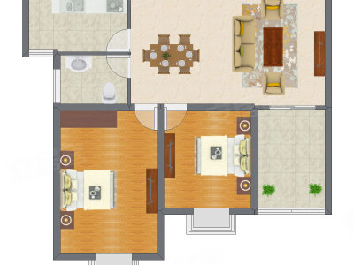 2室2厅 72.18平米