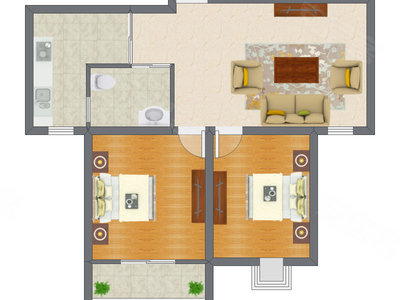 2室1厅 81.40平米户型图