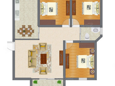 3室2厅 73.01平米户型图