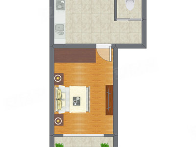 1室0厅 39.27平米户型图