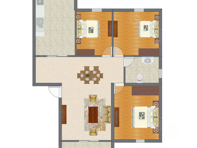 3室2厅 98.28平米