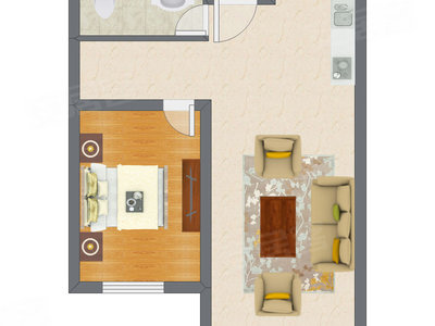 1室1厅 73.86平米户型图