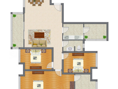 3室2厅 144.34平米
