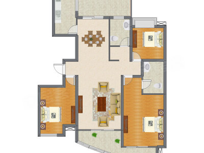 3室2厅 141.00平米