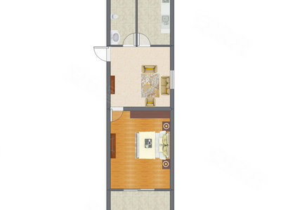 1室1厅 52.16平米