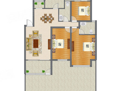 3室2厅 129.50平米