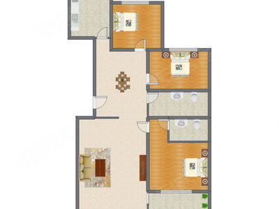 3室2厅 123.69平米