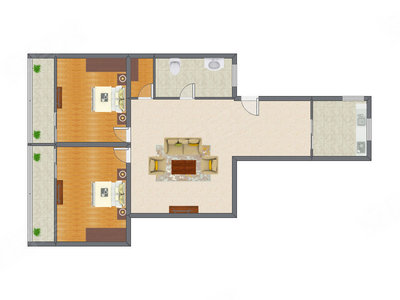 2室1厅 115.69平米户型图