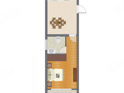 1室1厅 41.78平米户型图