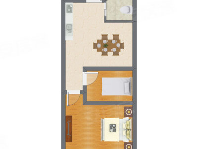 2室1厅 44.00平米