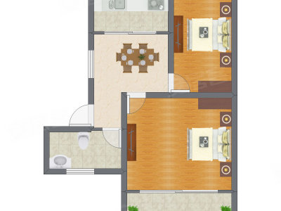 2室1厅 51.35平米