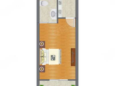1室0厅 33.60平米户型图