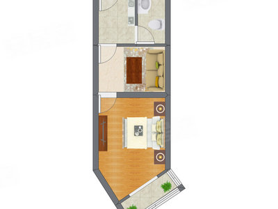1室1厅 41.52平米户型图
