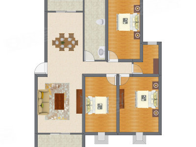 3室2厅 96.64平米