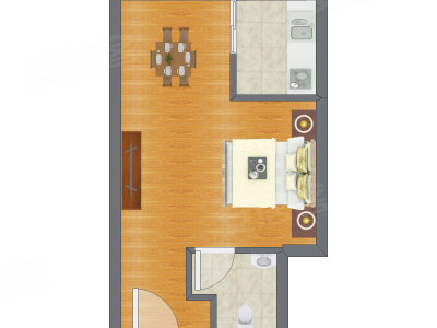 1室1厅 24.12平米
