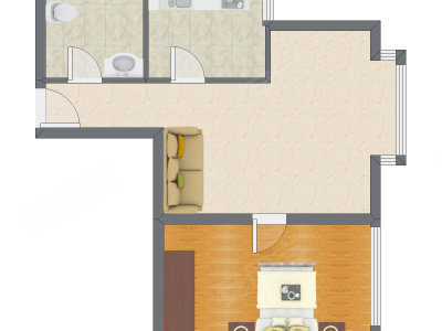 1室1厅 80.81平米户型图