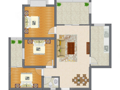 3室2厅 95.98平米