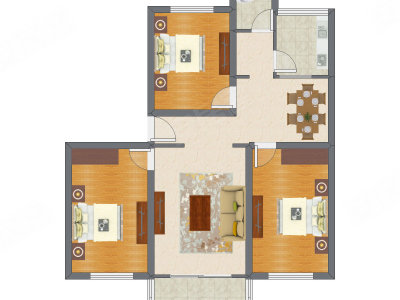 3室2厅 121.15平米户型图
