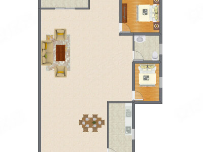 2室2厅 106.00平米户型图