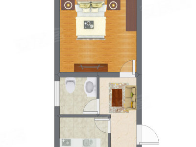 1室1厅 28.04平米户型图