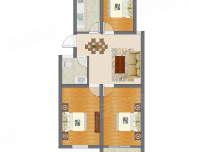 3室2厅 83.57平米