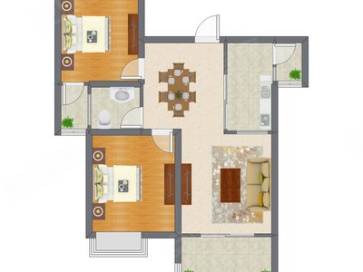 2室2厅 82.00平米
