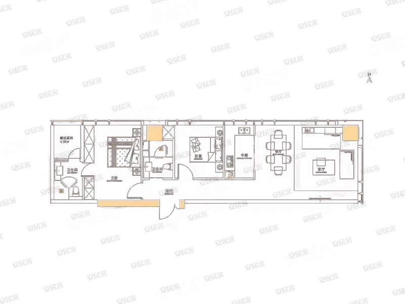 ifcc兰州环球中心2室2厅2卫108.19㎡南北270万
