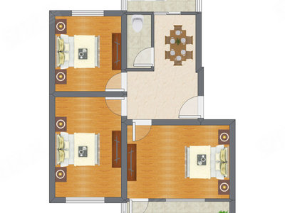 3室1厅 80.73平米户型图