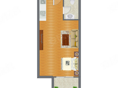 1室1厅 38.39平米