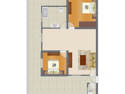 2室1厅 107.69平米户型图