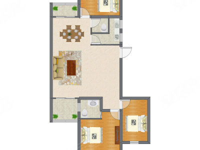 3室2厅 108.30平米户型图