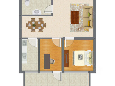 1室1厅 83.01平米户型图
