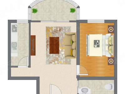 1室1厅 65.00平米户型图