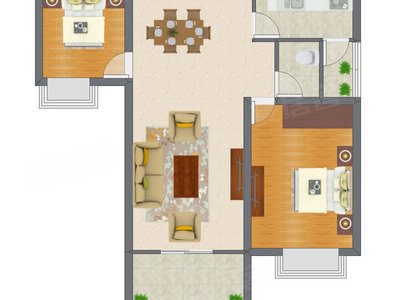 2室2厅 94.16平米户型图