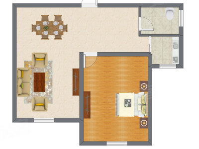 1室2厅 59.00平米户型图