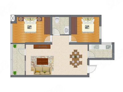 2室2厅 84.74平米