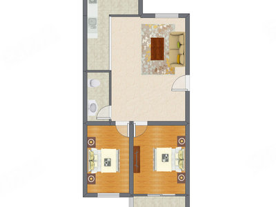 2室1厅 97.43平米户型图