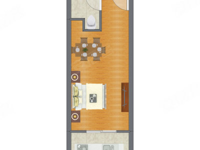 1室1厅 25.76平米