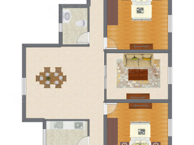 2室2厅 84.17平米户型图