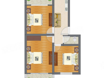 3室1厅 69.98平米户型图
